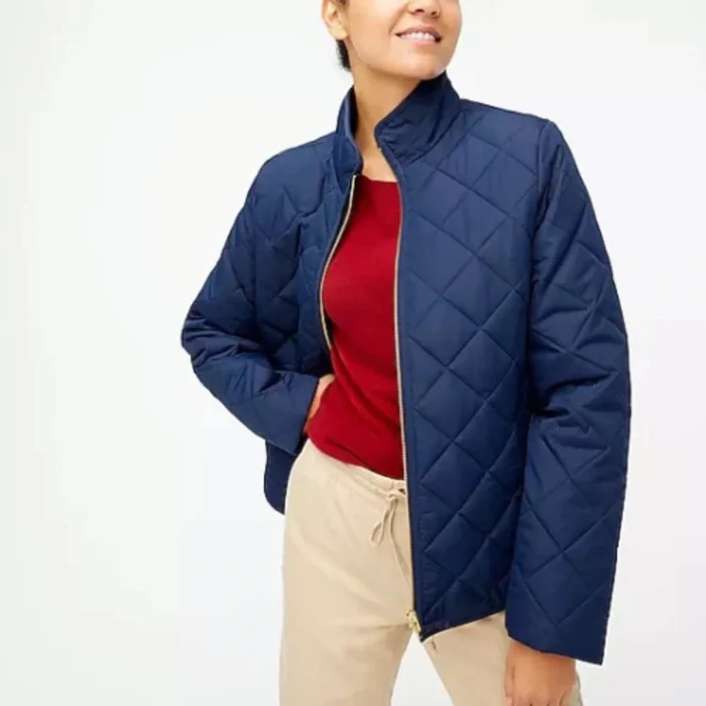 J. Crew Women’s Navy Diamond Quilted Puffer Utility Jacket Sz S